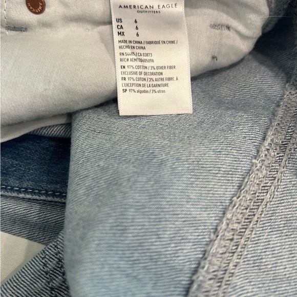 American Eagle Light Blue Plaid Denim Shorts – Size 6 - Picture 6 of 7